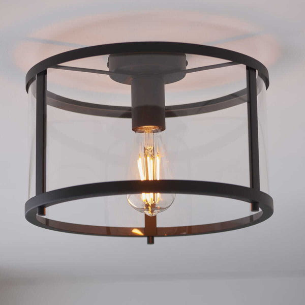 Sufitowa lampa do jadalni Hopton 101540 Endon szkło czarna przezroczysta