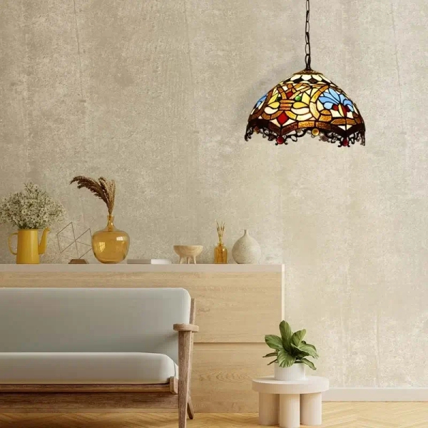 Lampa witrażowa wisząca tiffany Capolavoro ABR-LW-CAPO3 szklana kolorowa