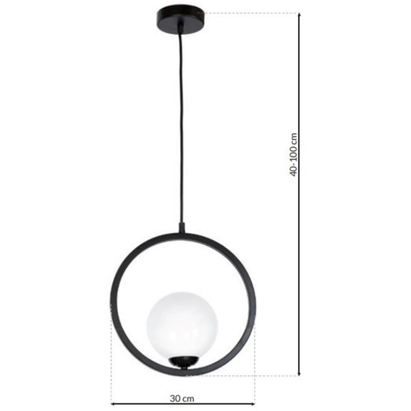 Wisząca LAMPA modernistyczna BOSTON MLP5593 Milagro metalowa OPRAWA okrągła ZWIS szklana kula ball czarna biała
