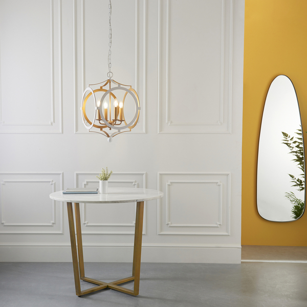 Nowoczesna lampa świecznikowa L&-191922 Light& zwis biała złota