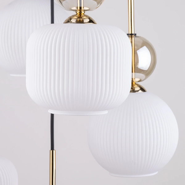 Wisząca lampa do przedpokoju Sophia Cognac 11593 szklana czarny biały