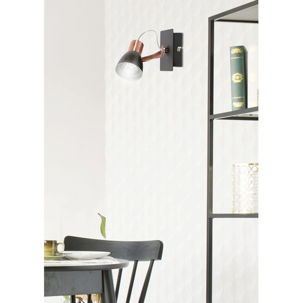 Metalowy reflektorek ścienny Markus 91-35554-M czarny miedziany