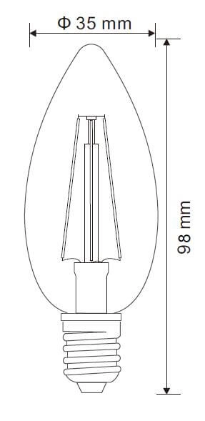 Zestaw 2 żarówek 10583-2K E14 B35 LED 4W filament 3000K 400lm