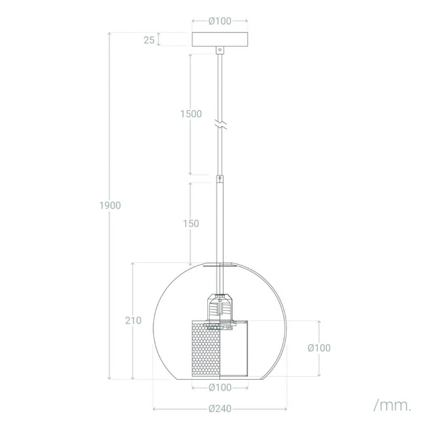 Szklana lampa wisząca Nobile ABR-Z0N-E27 Abruzzo kula złoty przezroczysty