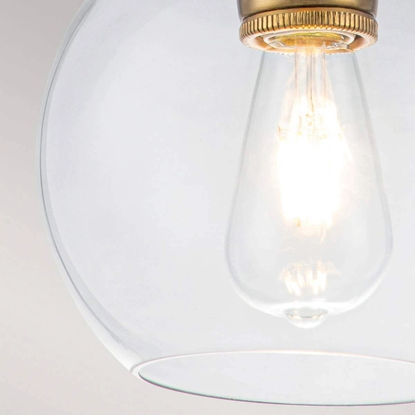 Kulista lampa wisząca Tabby FE-TABBY-P-S-BB szklana na łańcuchu mosiądz