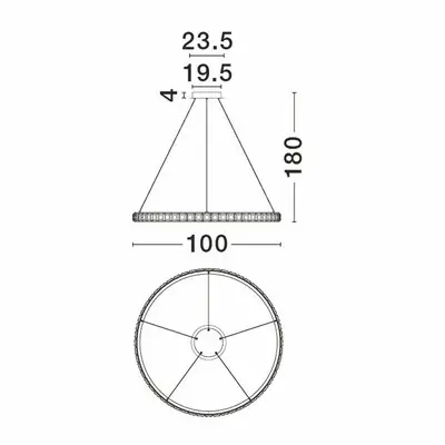 Pierścieniowa lampa wisząca MONTALO LE45404 LED 60W 3000K kryształy srebrne
