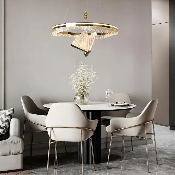 Kryształowy żyrandol Marissa LP-2515/1P Cristal GD LED 48W CCT motyl złoty