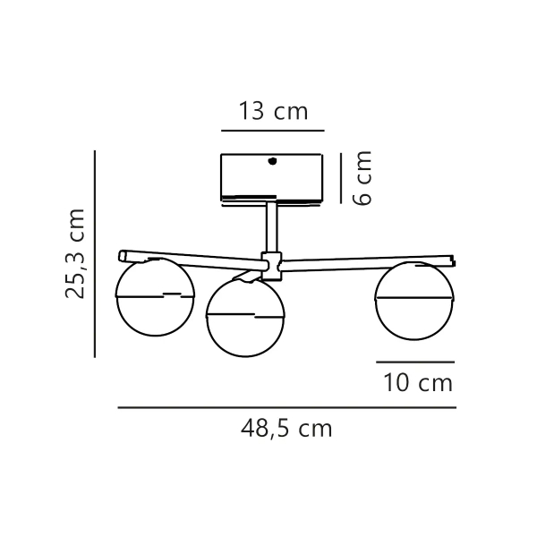 Potrójna lampa sufitowa Contina 2512096035 szklane kule mosiądz
