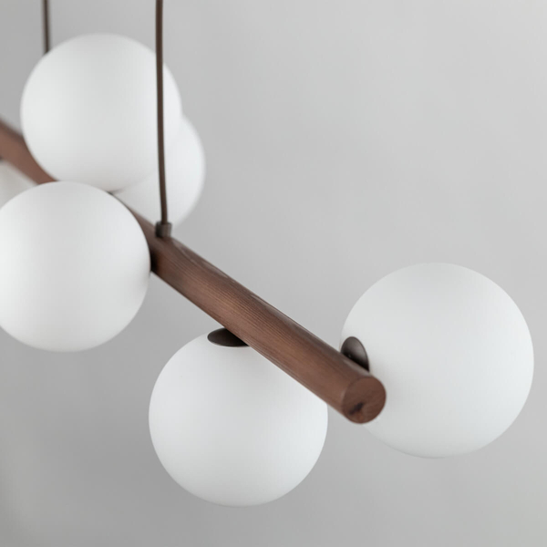 Lampa wisząca do salonu Estera 10273 bubbles belka drewniana biała