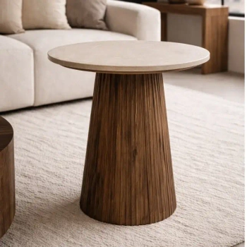 Stolik kawowy ARGENTINA MM001501100337 brązowy beżowy drewno 50cm