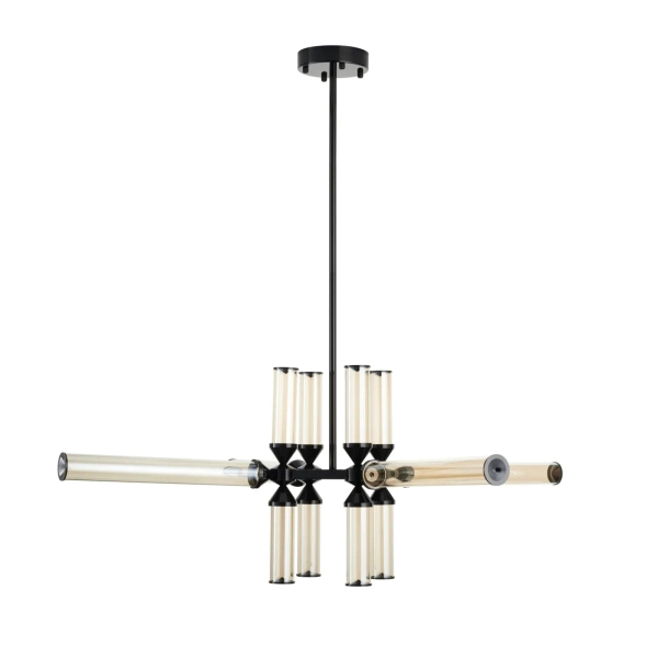 Żyrandol loftowy czarny bursztynowy QUADRO LED 36W 3000K RH115-12P amber