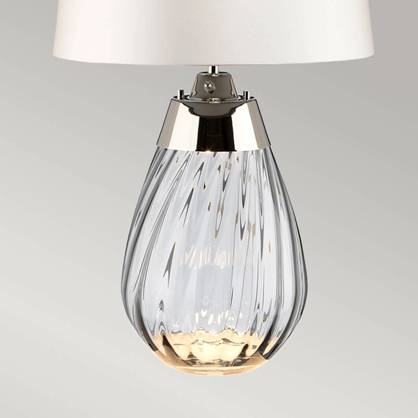 Abażurowa lampka stołowa Lena LENA-TL-S-SMOKE-OWSS biała przydymiona