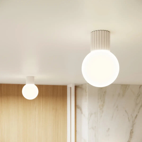 Kulista lampa ścienna HALO SL.1717 do łazienki IP44 beżowa biała