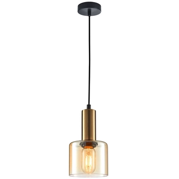 Loftowa LAMPA wisząca SANTIA PND-65342-1-BRO+AMB Italux sypialniany ZWIS szklany mosiądz