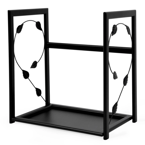 Zdobiony stojak na drewno Kaja Home KS-24 STOJAK LIŚĆ S metalowy czarny