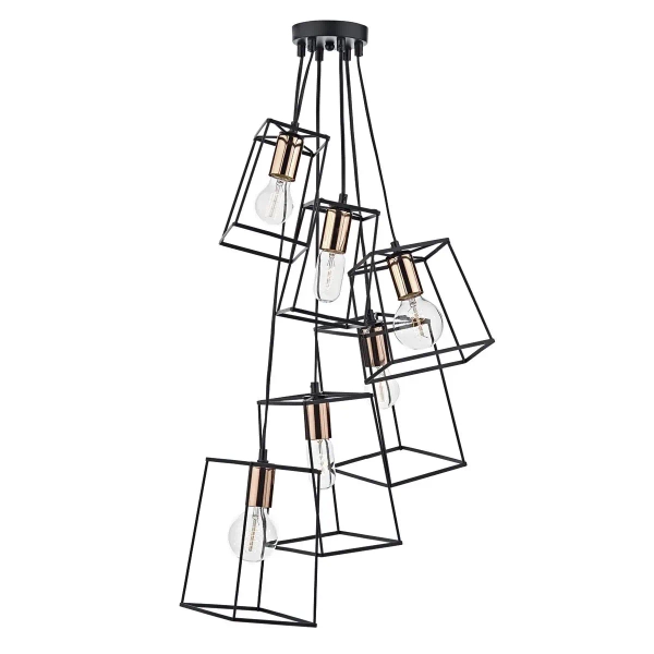 Industrialna wisząca lampa Tower TOW0622 metalowa do salonu czarny