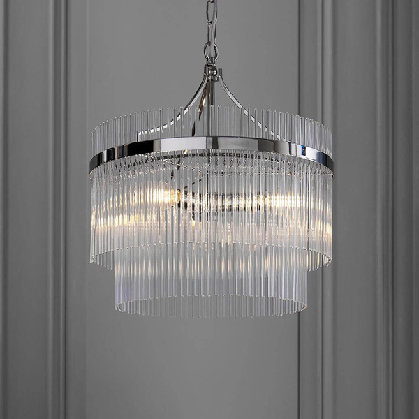 Lampa wisząca na łańcuchu Marietta 104113 szklana błyszczący nikiel
