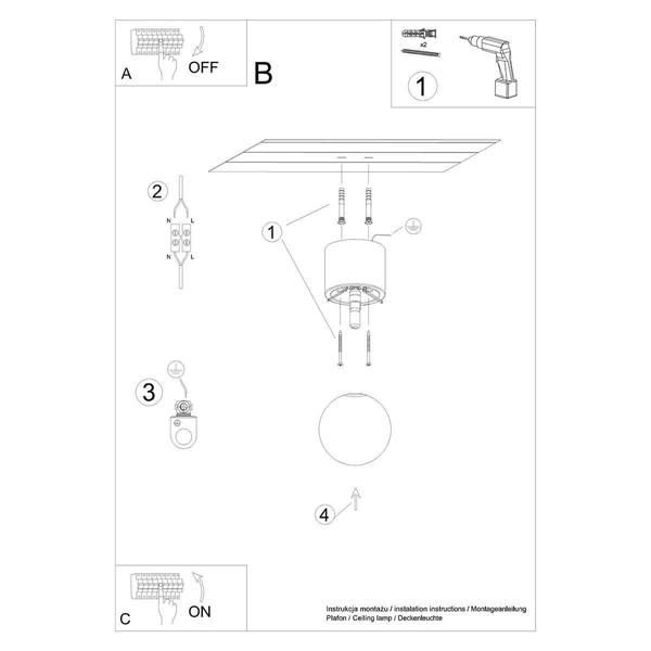 Sufitowa lampa kulista Boomo SL.1190 ball drewniana biała