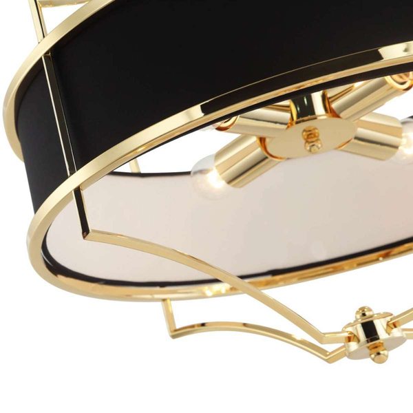 LAMPA okrągła Stesso Gold Nero M Orlicki Design wisząca OPRAWA w stylu klasycznym abażurowa czarna złota
