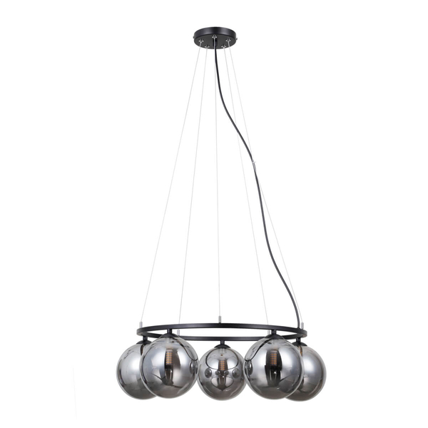Szklana lampa wisząca Molite PND-1098-5R-BK kulista loftowa czarna