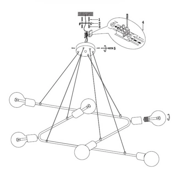 Industrialna LAMPA wisząca ESTRELLA LP-075/6P BK Light prestige metalowa OPRAWA zwis pręty czarne