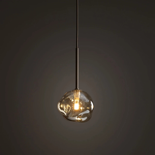 Zwisająca lampa glamour Lava 11106 kula szklana koniak