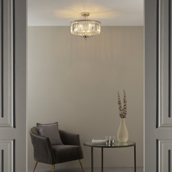 Sufitowa lampa glamour L&-190264 Light& z kryształkami nikiel