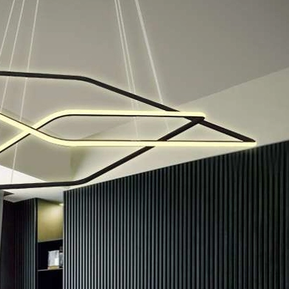 LAMPA wisząca MDECO SLIM/000013/4000/B metalowa OPRAWA zwis LED 64W 4000K kwadratowe ramki czarne