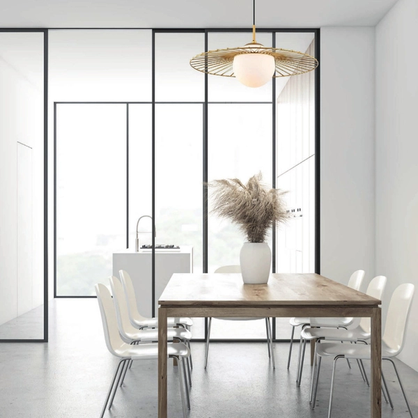 LAMPA wisząca SALLY MDM-4003/1 GD Italux druciana OPRAWA szklana kula ball ZWIS loft złoty biały