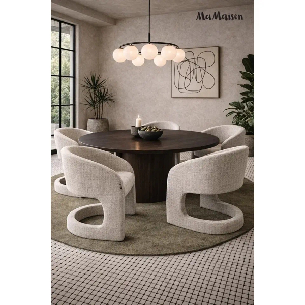 Krzesło do jadalni SHELLY MM001501100356 beżowe taupe tkanina 45cm