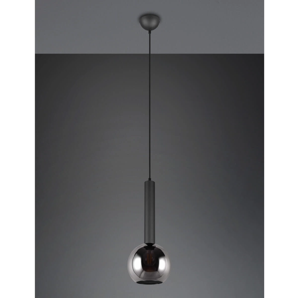 Lampa zawieszana CLAYTON 310300132 Trio pojedyncza bańka przydymiona czarny