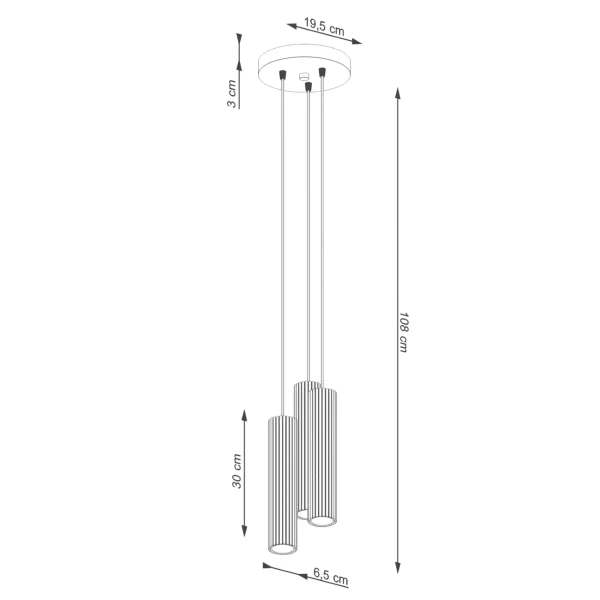 Wisząca lampa potrójna KARBON SL.1576 do salonu tuby czarne
