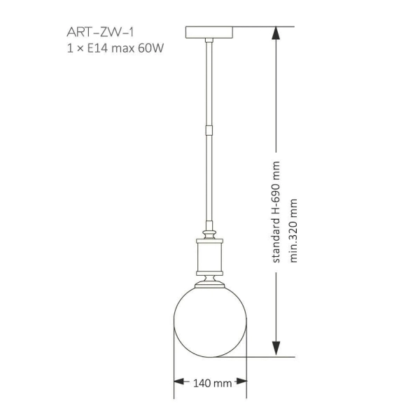 Okrągła lampa wisząca Artu Glass ART-ZW-1 (N) G nad stół biała nikiel