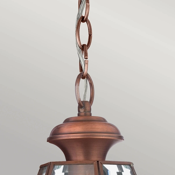 Lampa wisząca na łańcuchu Newbury QZ-NEWBURY8-M-AC Quoizel IP44 przezroczysta miedź