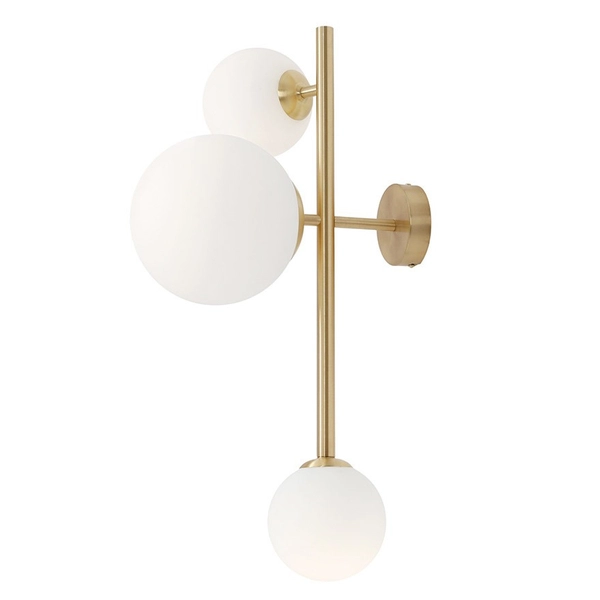 Modernistyczny kinkiet DIONE 1092Y40 Aldex szklane kule do sypialni mosiądz