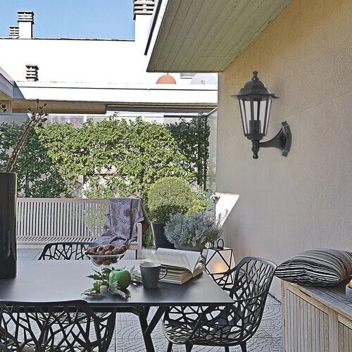 Ogrodowa lampa na ścianę VELENCE 8204 szklana IP43 czarna przezroczysta