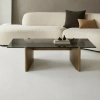 Czarna ława MANTA MM001501100394 złota szklana do salonu 130x70cm