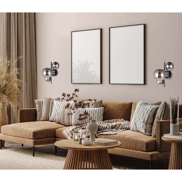 Kinkiet ścienny Canello WL-406007-3A-BCR kulisty szklany chrom czarny