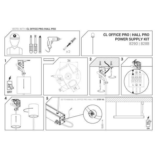 Zasilający zestaw Cl Office Pro 8290 Nowodvorski IP52 metalowy biały