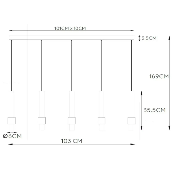 Wielopunktowa lampa zwis MARGARY 24402/30/30 Lucide LED 110W 2700K czarny