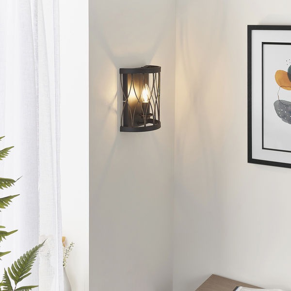 Metalowy kinkiet Heston 61499 Endon lampion tuba świeczka czarna