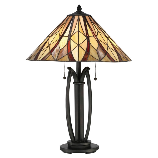 Stołowa lampka witrażowa Victory QZ-VICTORY-TL tiffany brązowa kolorowa