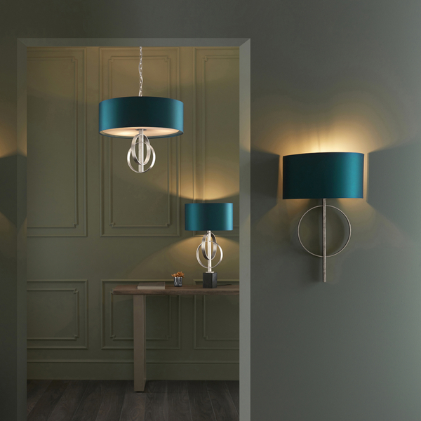 Lampa na stół marmur L&-195225 Light& z abażurem morskim srebrna