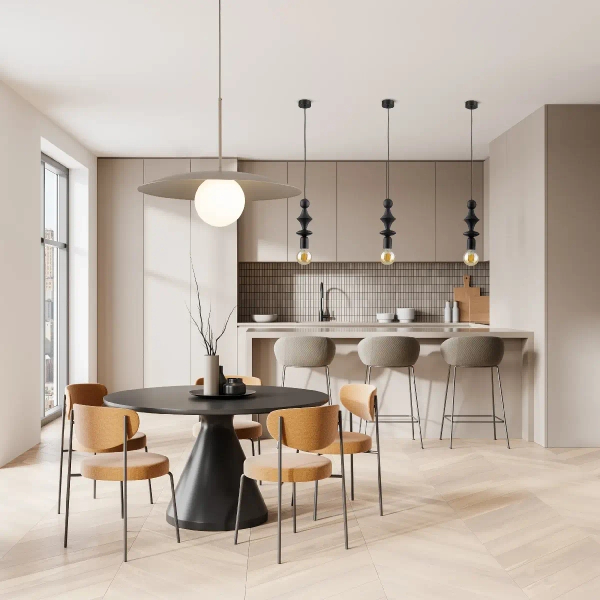 Lampa zwisająca nad stołem Slate 10910 owalny klosz mleczna kula beżowy