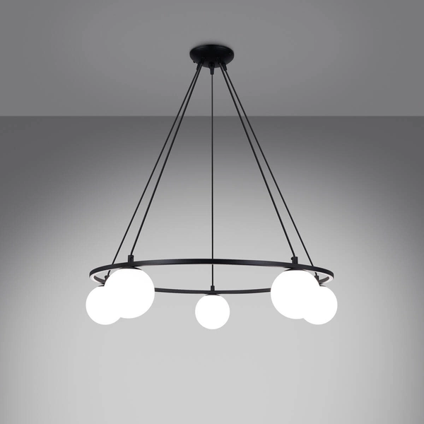Lampa wisząca Yoli SL.1214 ring balls nad stół czarna biała