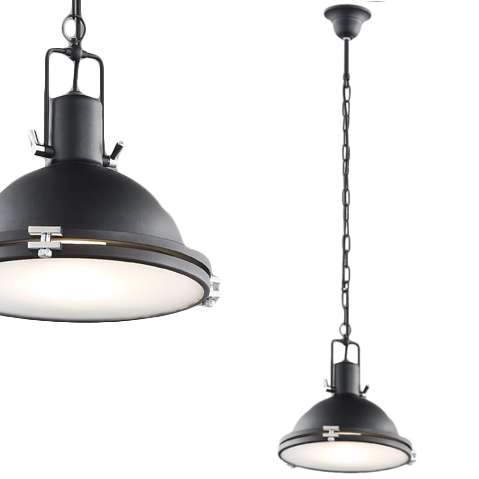 Industrialna LAMPA wisząca NAUTILIUS M 10268106 Kaspa okrągła OPRAWA na łańcuchu ZWIS metalowy czarny
