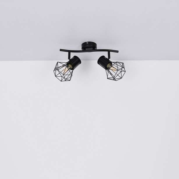 Industrialna LAMPA sufitowa PRISKA 54017-2 Globo metalowa OPRAWA plafon druciane klatki regulowane czarne