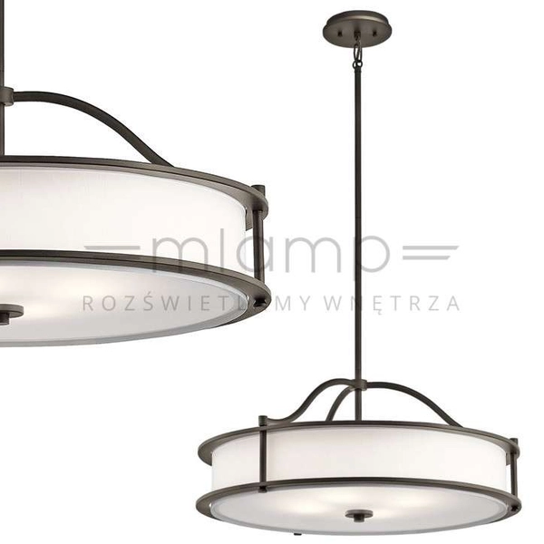 Klasyczna LAMPA wisząca KL-EMORY-P-M-OZ Elstead KICHLER okrągła OPRAWA zwis stary brąz biały