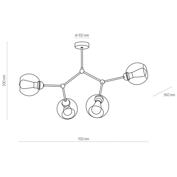 Loftowa lampa sufitowa kule Fairy 2730 TK Lighting molekułowa przydymiona