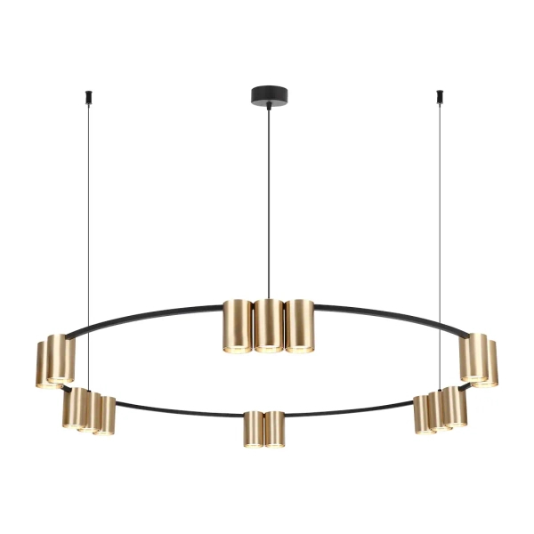 Pierścieniowa lampa wisząca GENESIS ML0378 tubki złote czarne